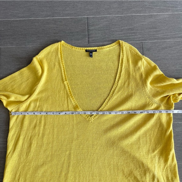 Eileen Fisher Organic Linen Yellow Knit Sweater Top Deep V Neck Top Plus Size 3X - Picture 10 of 12